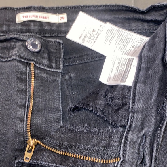 Levi’s 710 Super Skinny W29 Black Denim Jeans - Picture 8 of 15